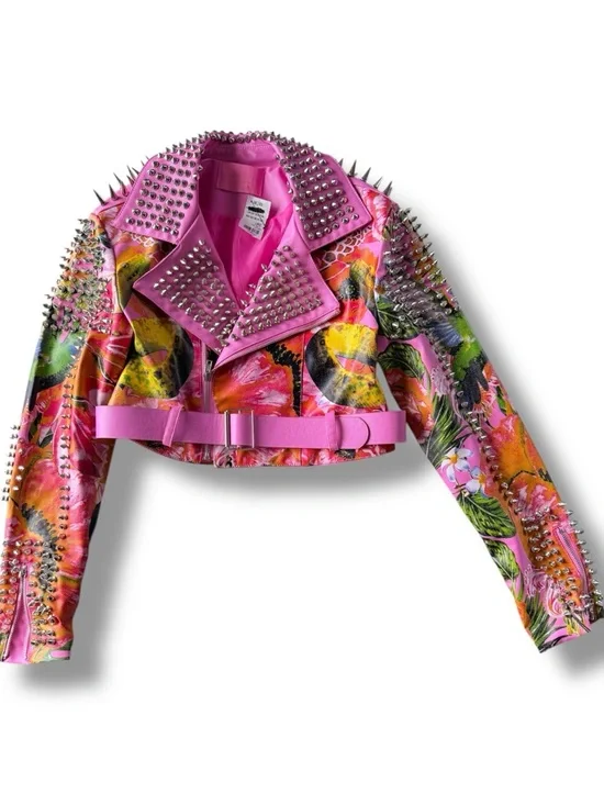 Azalea Wang Spring Fever Floral Moto Jacket NWT Size Large - Picture 2 of 11